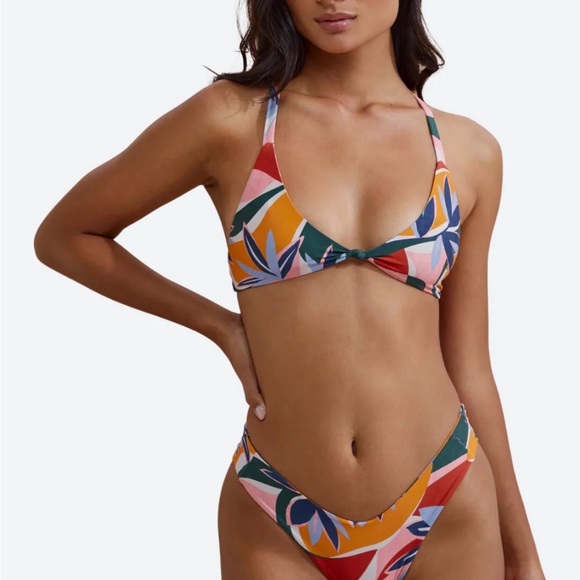 NWT Stone Fox Bikini Set L Botanical Maxime Top & Tucker Bottom